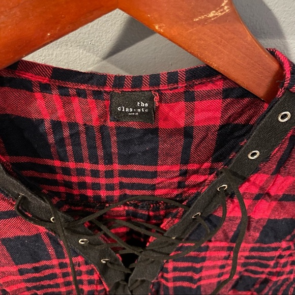 Buffalo plaid lace up long sleeve flannel M - Picture 3 of 5